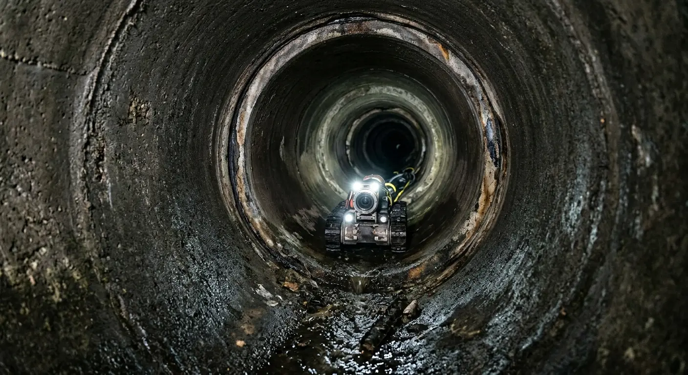 Robotic sewer camera inspecting pipe interior for Sewer Line Repair in Druid Hills